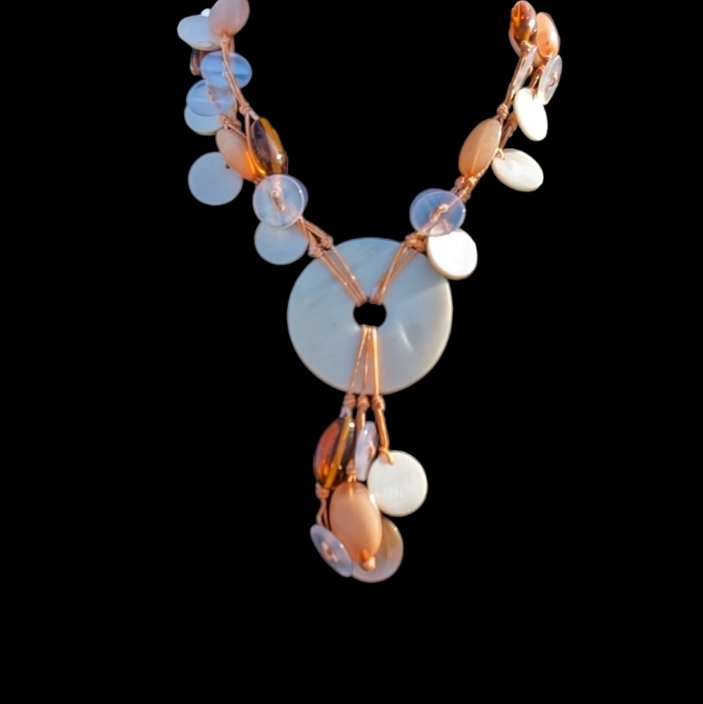 Avon Vintage Thread Boho Shell And Button Choker - image 3